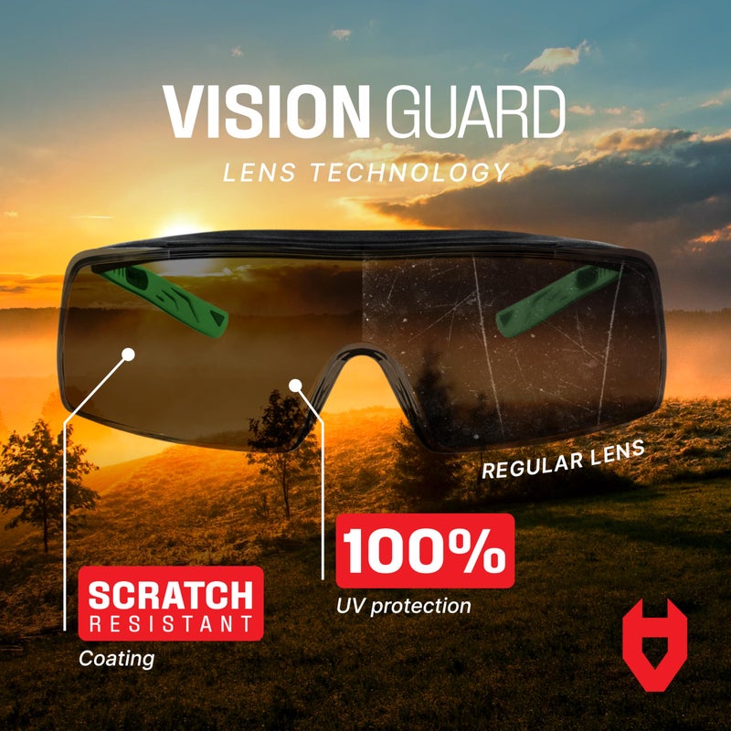 NoCry Tinted Safety Glasses Over Eyeglasses for Men and Women with Anti Scratch Wraparound Lenses â€” UV400 and ANSI Z87 Certified â€” Adjustable Temples with Anti-Slip Tips â€” Great for Shooting - Image 4